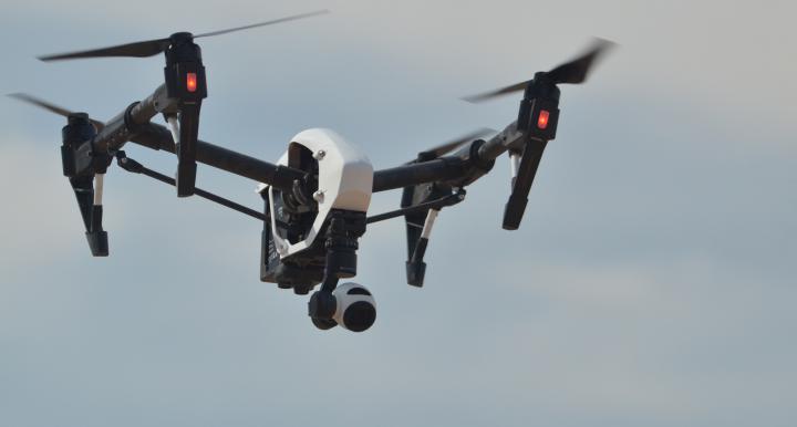 Drone in flight over Yuma Arizona